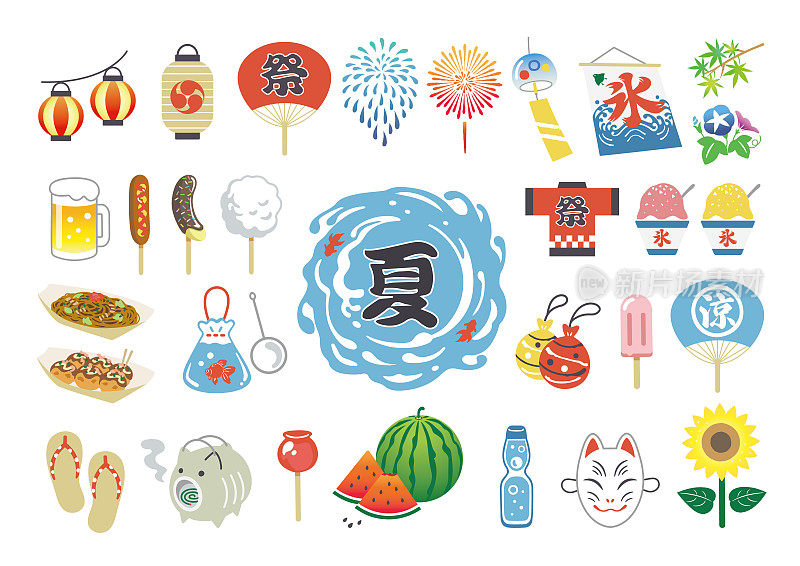 日本夏季节日插图集库存插图
日本，祭典，传统节日，日本文化