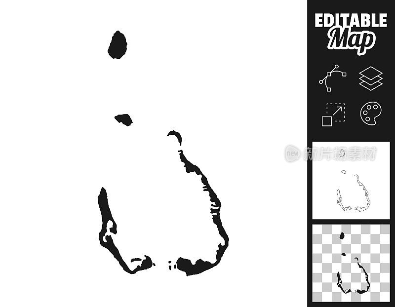 科科斯群岛地图的设计。轻松地编辑