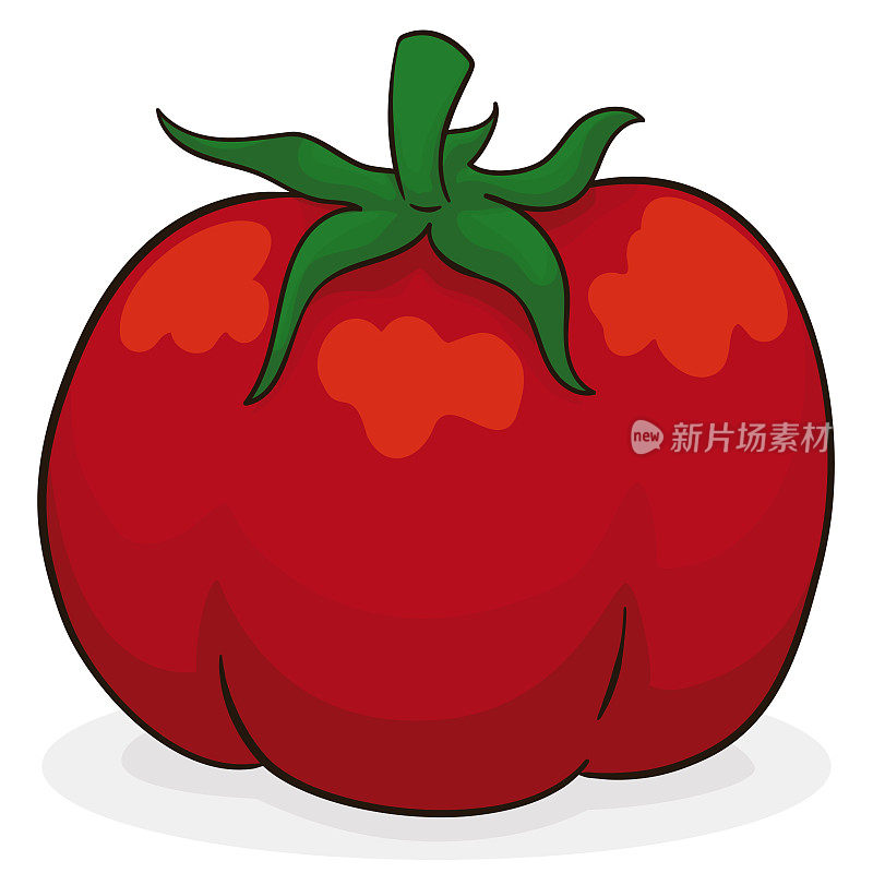 丰满的番茄卡通风格在白色背景，矢量插图