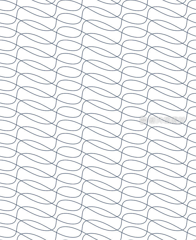 矢量几何无缝图案，抽象无限构图用波浪线条创造。黑白背景与缠绕细线。