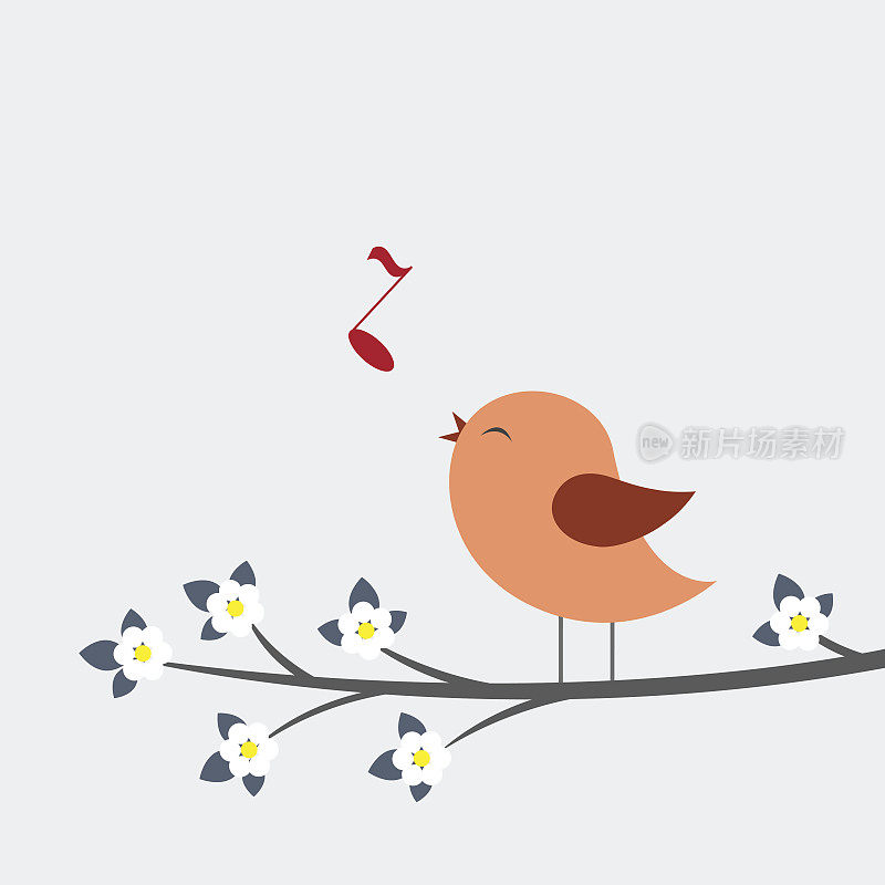 可爱的鸟唱歌