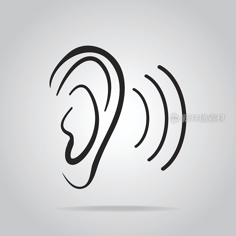 耳朵图标，听觉和耳朵图标