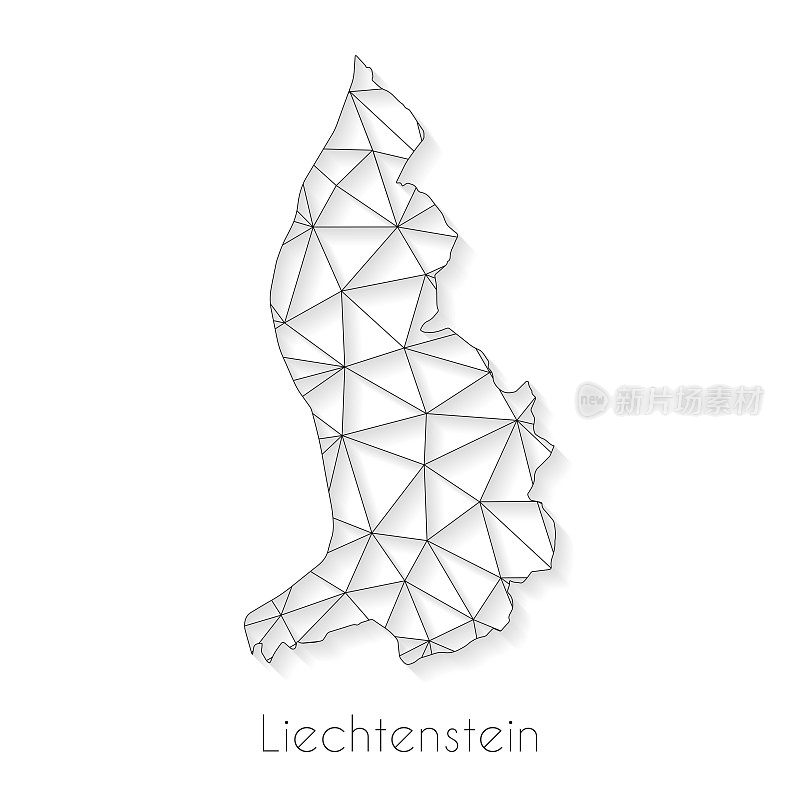 列支敦士登地图连接-白色背景上的网络网格