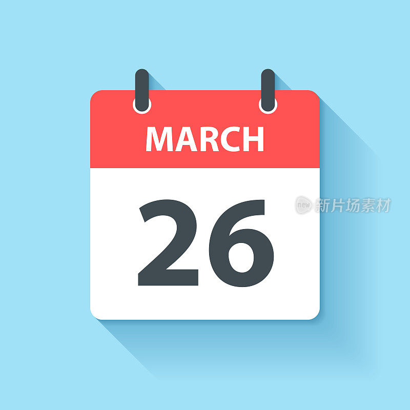 3月26日-日日历图标在平面设计风格
