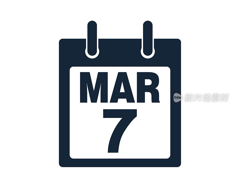 3月7日日历图标股票矢量插图