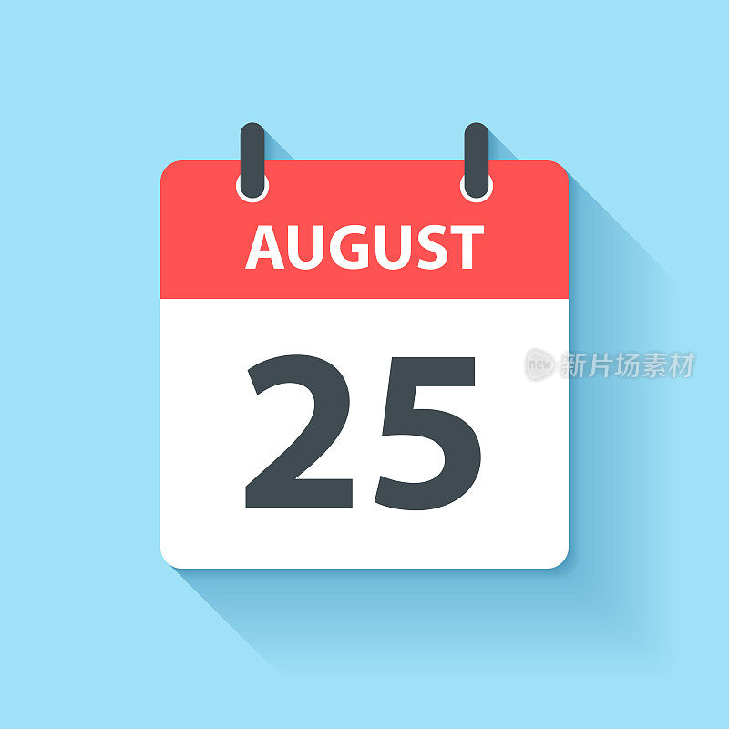 8月25日-日日历图标在平面设计风格
