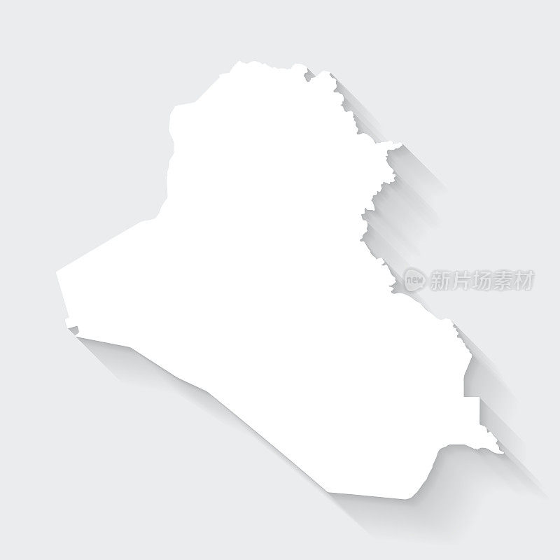 伊拉克地图与空白背景长阴影-平面设计