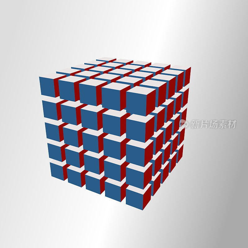 5x5x5的立方体，125个立方体。与视角。