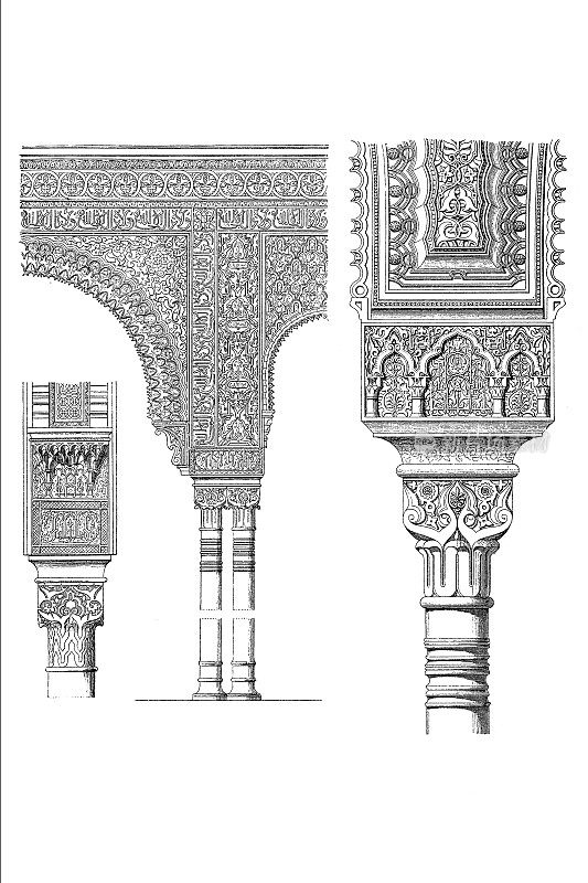 阿罕布拉建筑细部，柱子
