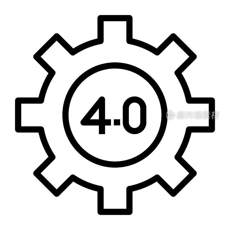 工业4.0线图标，轮廓符号矢量插图
