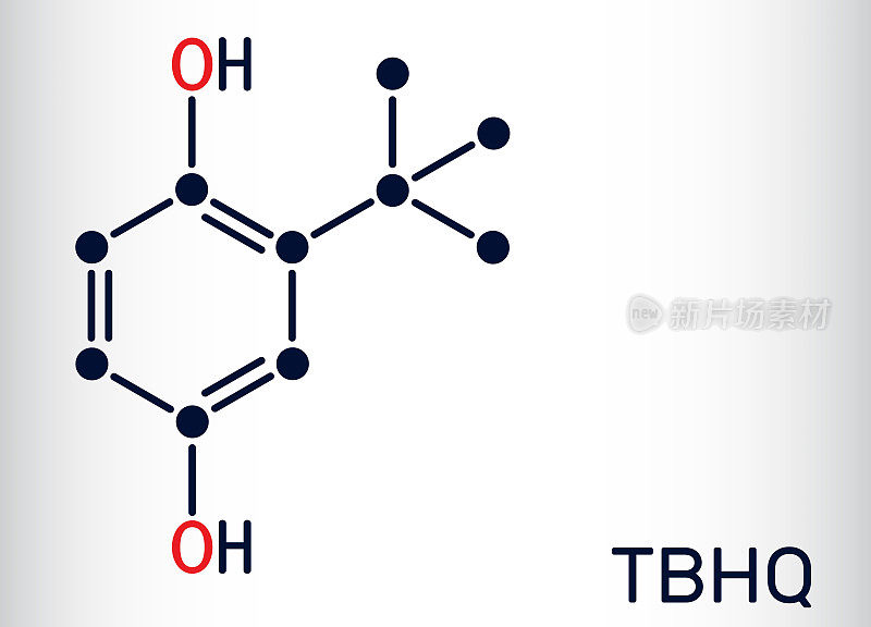 叔丁基对苯二酚，叔丁基对苯二酚分子。它是抗氧化剂，食品添加剂E319，对苯二酚的衍生物。骨骼的化学公式