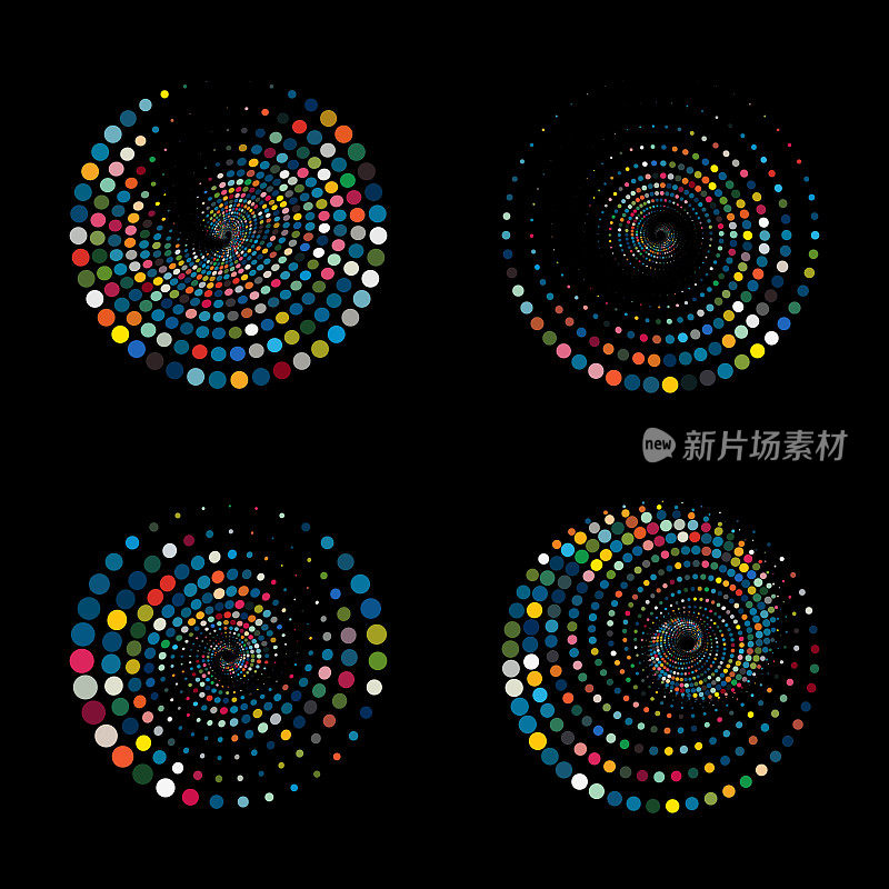 漩涡彩色半色调点纹理图案图标系列的设计