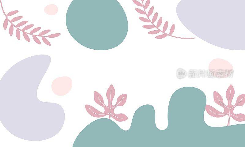 现代花卉矢量彩色蜡笔抽象背景