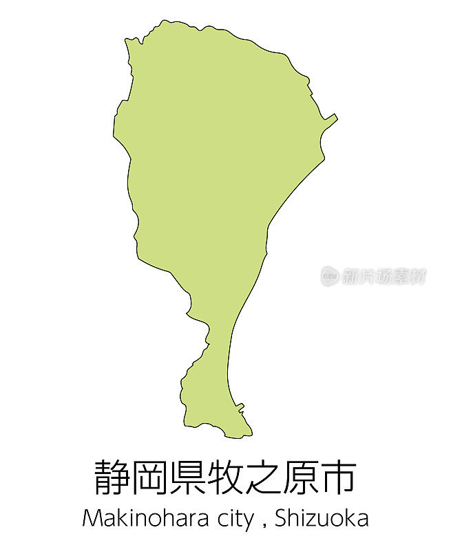 日本静冈县牧野原市地图。翻译:“牧野原市，静冈县。”