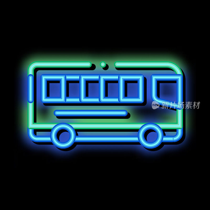 公共交通城际巴士霓虹灯图标插图