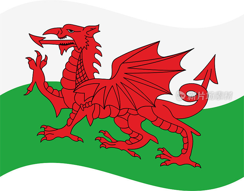 威尔士挥舞着国旗