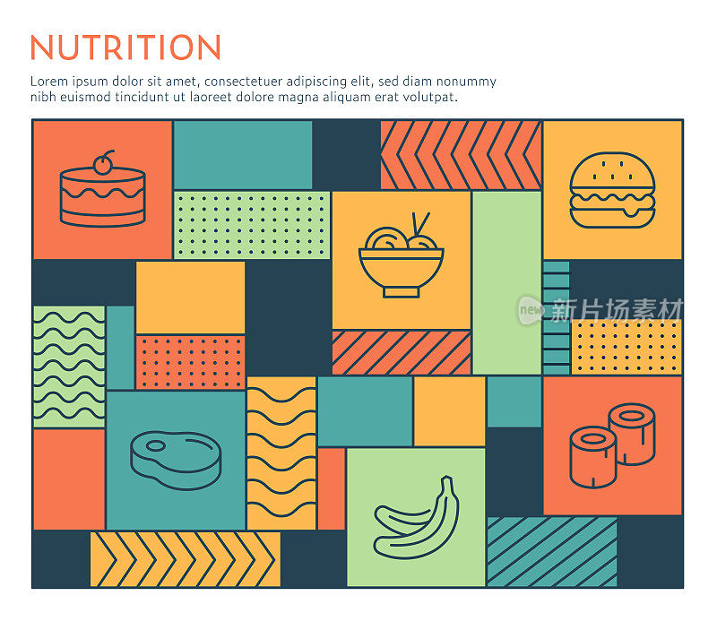 包豪斯风格营养信息图表模板