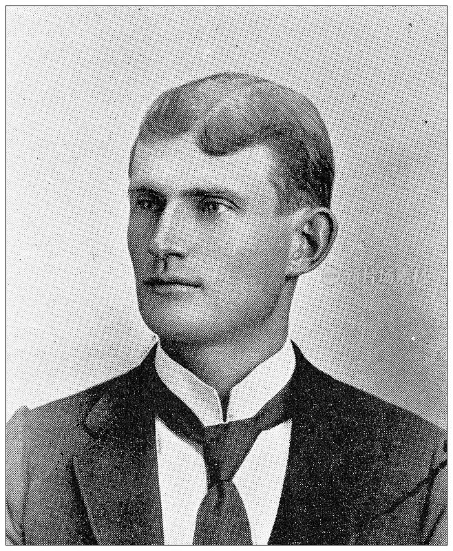 1898年，来自堪萨斯州劳伦斯的古董照片:劳埃德・杜菲，县测量员