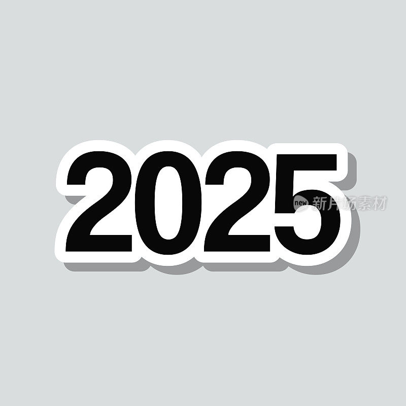 2025年至2025年。图标贴纸在灰色背景