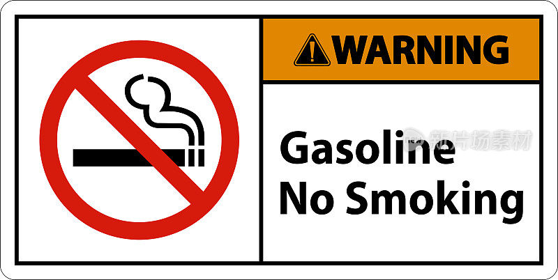 白色背景汽油禁止吸烟警告标志