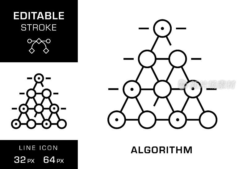 算法可编辑笔画线图标设计