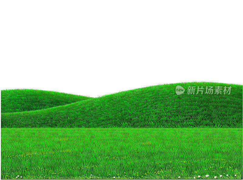 可爱的矢量绿色景观和绿色的山丘