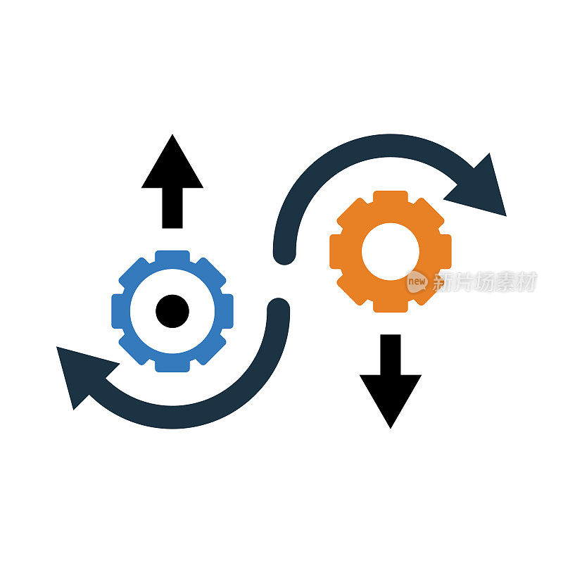 齿轮、管理、上、下、流程、管理流程图标