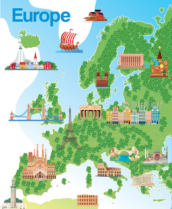 欧洲旅游地图