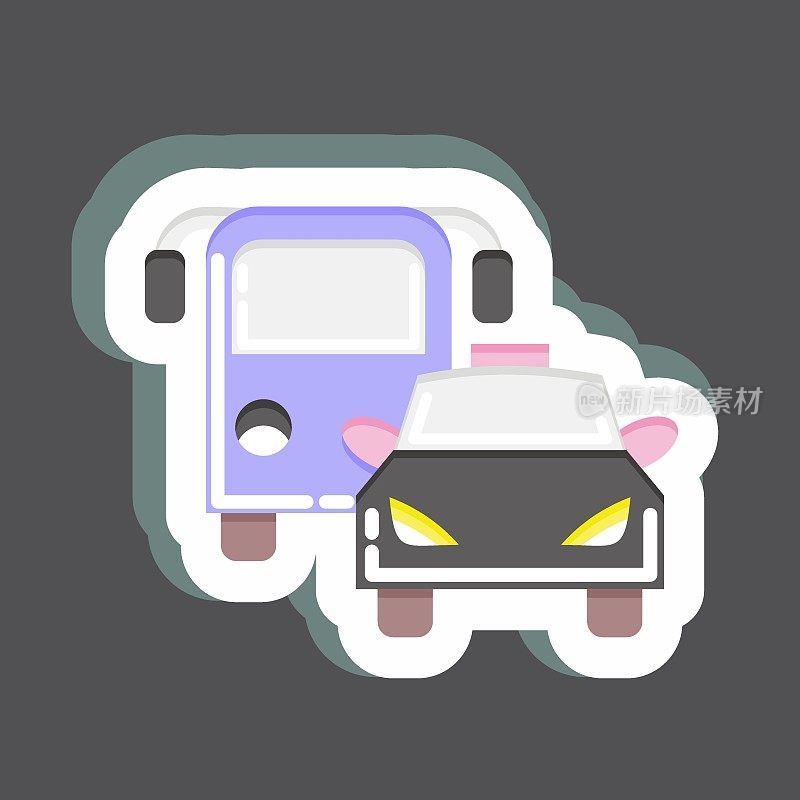 贴纸巴士和小汽车。适用于汽车标志。简单的设计可编辑。设计模板向量。简单的说明