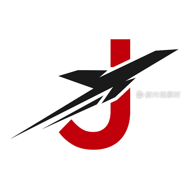 热带旅游标志上的字母J概念。现代J初始旅行标志设计模板