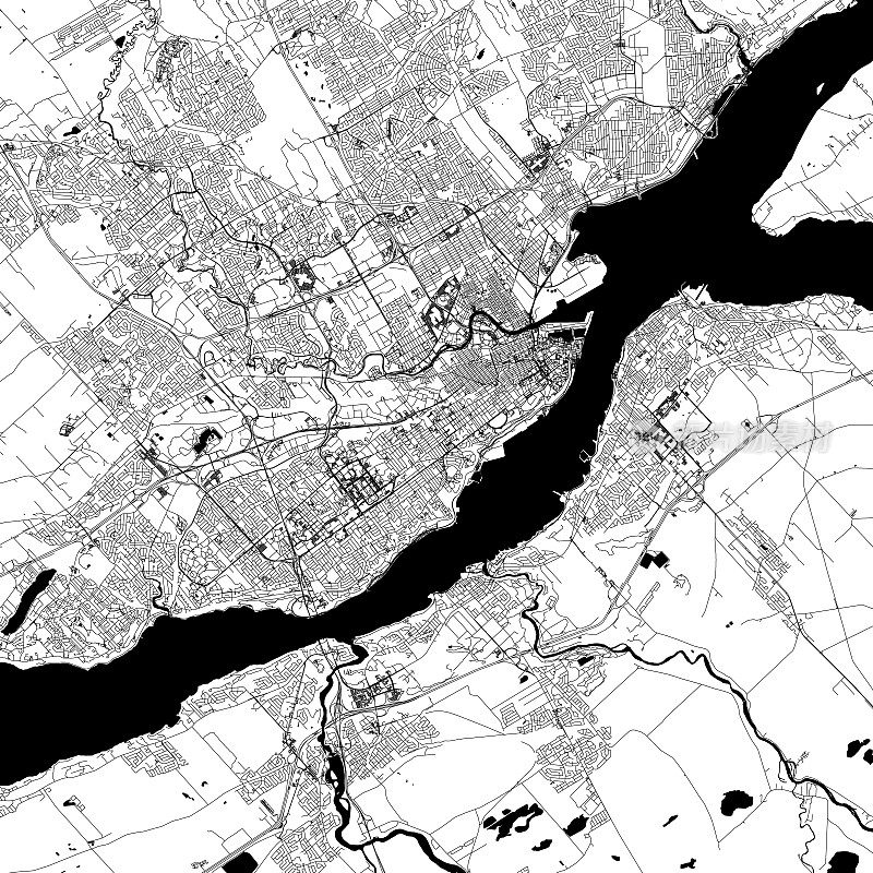 魁北克市，魁北克，加拿大矢量地图