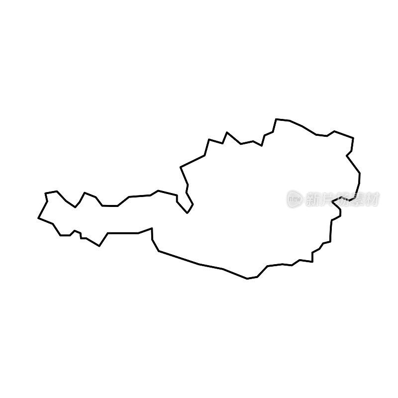 奥地利的地图。奥地利线性风格。线性图标
