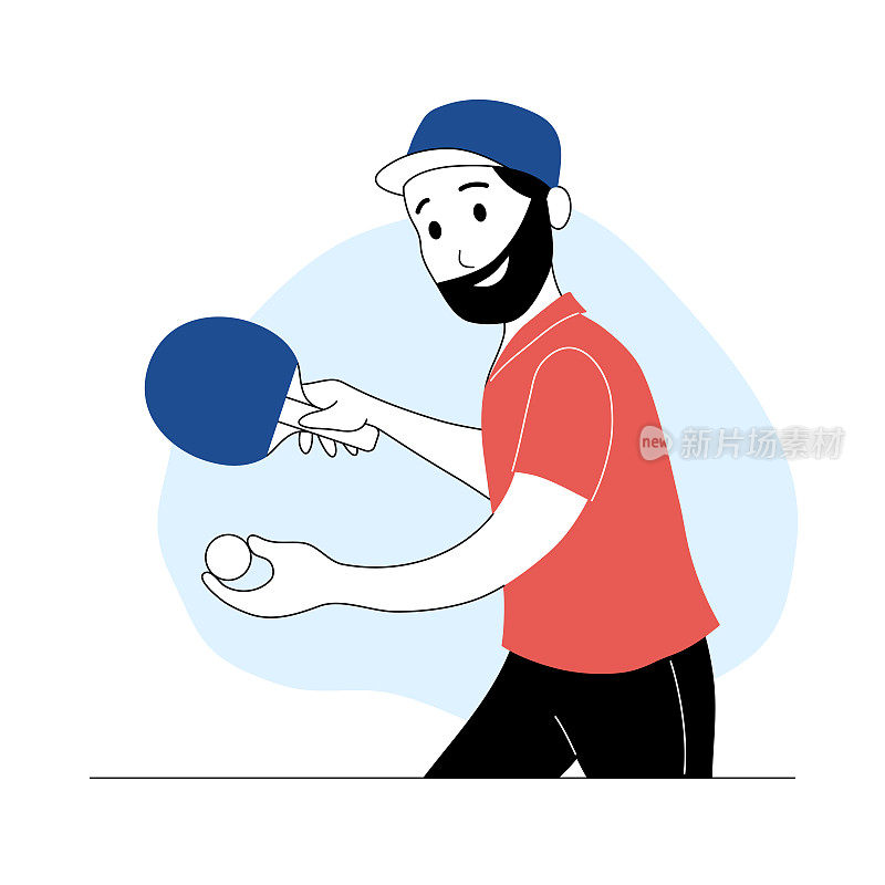 男子乒乓球运动员穿着运动服打球。