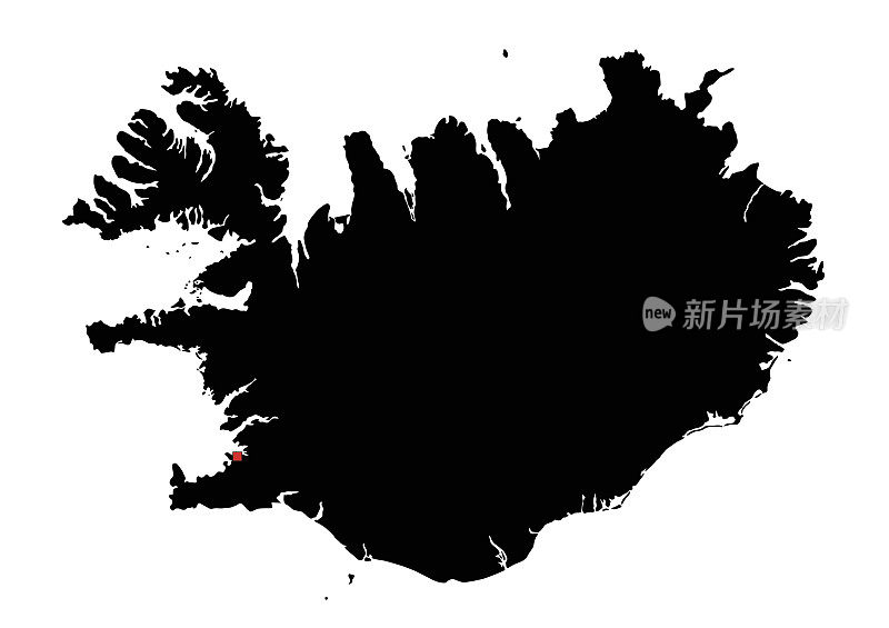 高度详细的冰岛剪影地图。