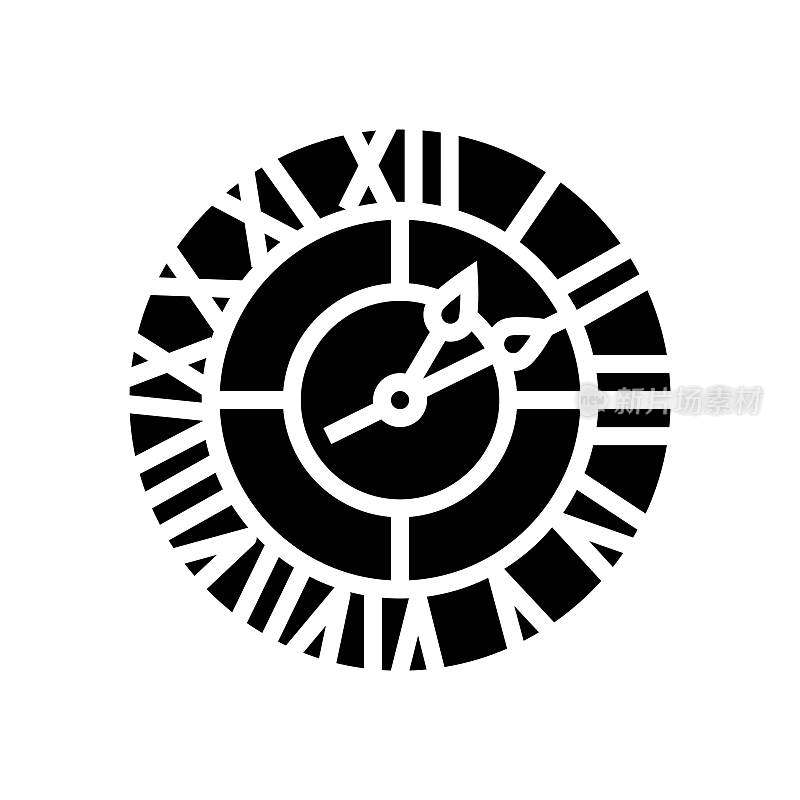 时钟客厅字形图标矢量插图