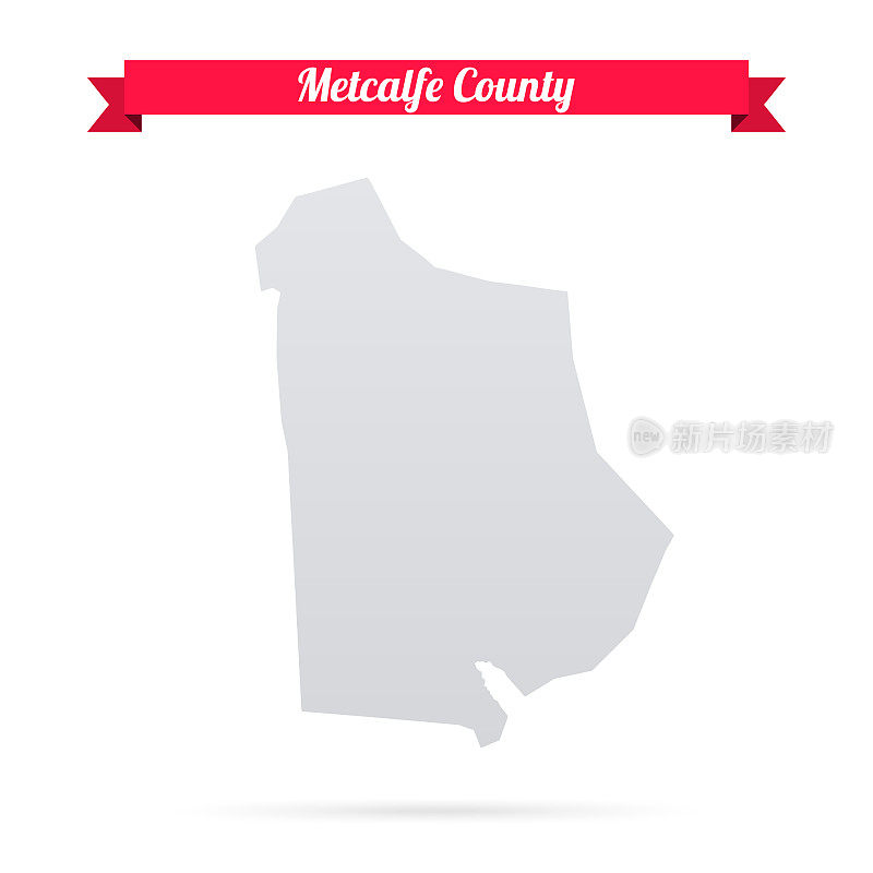 肯塔基州梅特卡夫县。白底红旗地图