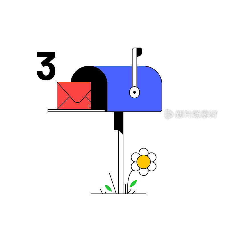 邮箱矢量插图。信箱里的信。