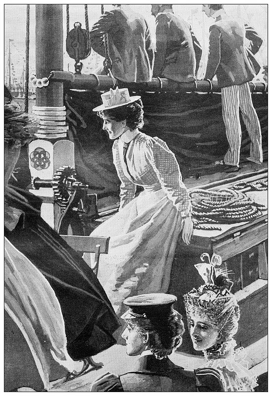 来自英国杂志的古董图片:船上优雅的女人
