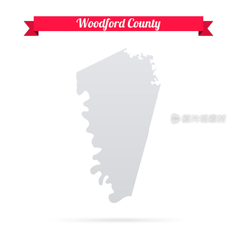 肯塔基州伍德福德县。白底红旗地图