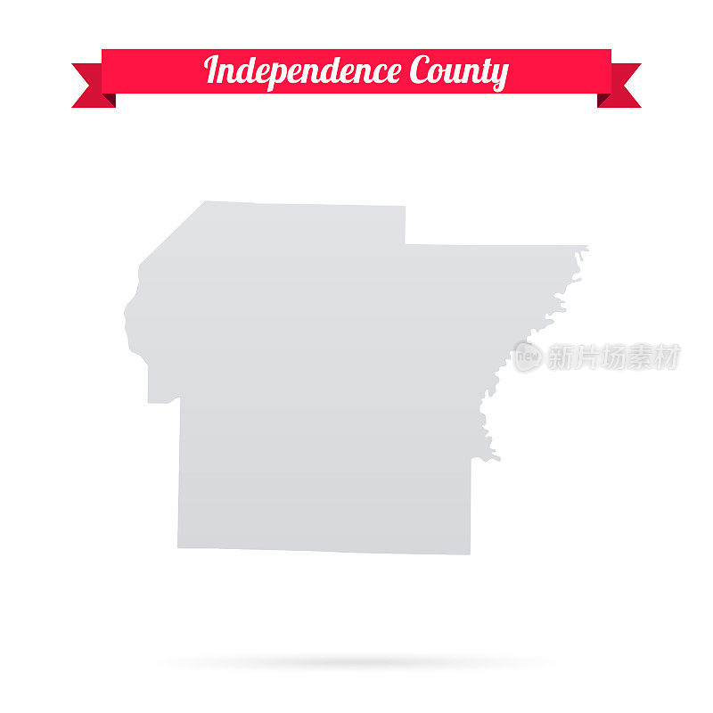 阿肯色州独立县。白底红旗地图