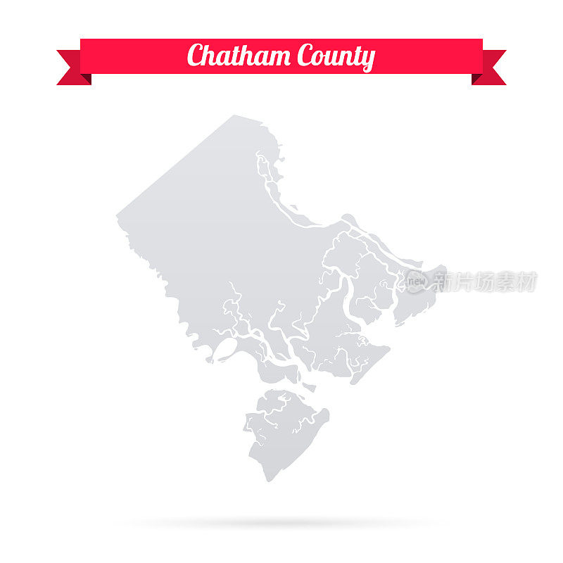 查塔姆县，乔治亚州。白底红旗地图