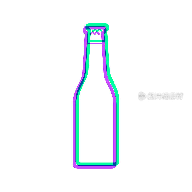 啤酒瓶。图标与两种颜色叠加在白色背景上