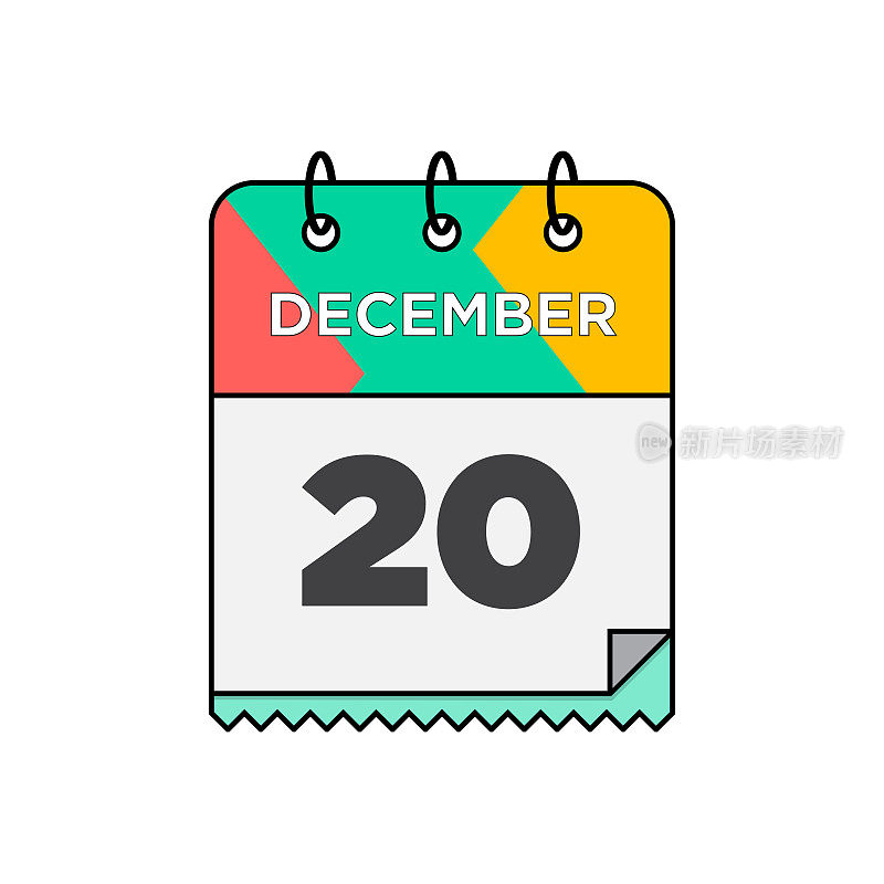 十二月-每日日历图标在平面设计风格股票插图