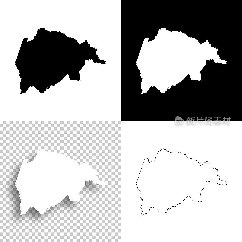 肯塔基州布莱斯特县。设计地图。空白，白色和黑色背景