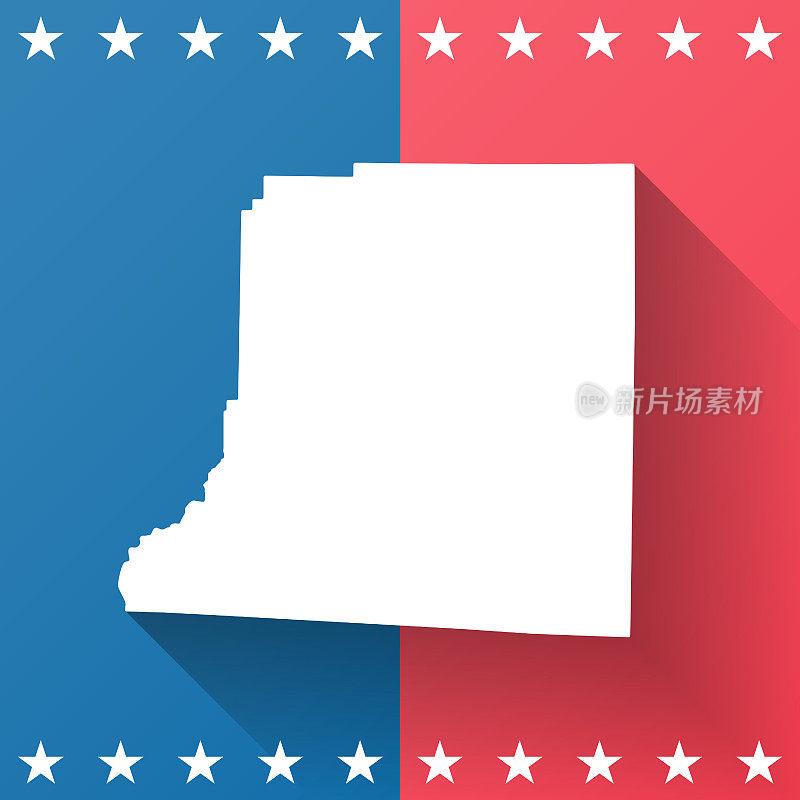 迪凯特县，乔治亚州。地图在蓝色和红色的背景