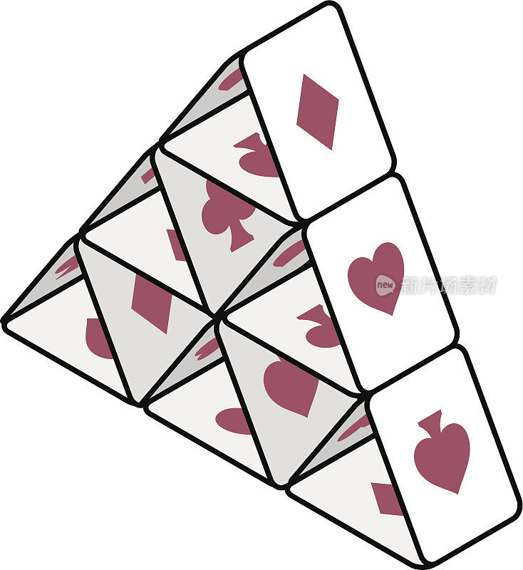 一叠成三角形的卡片