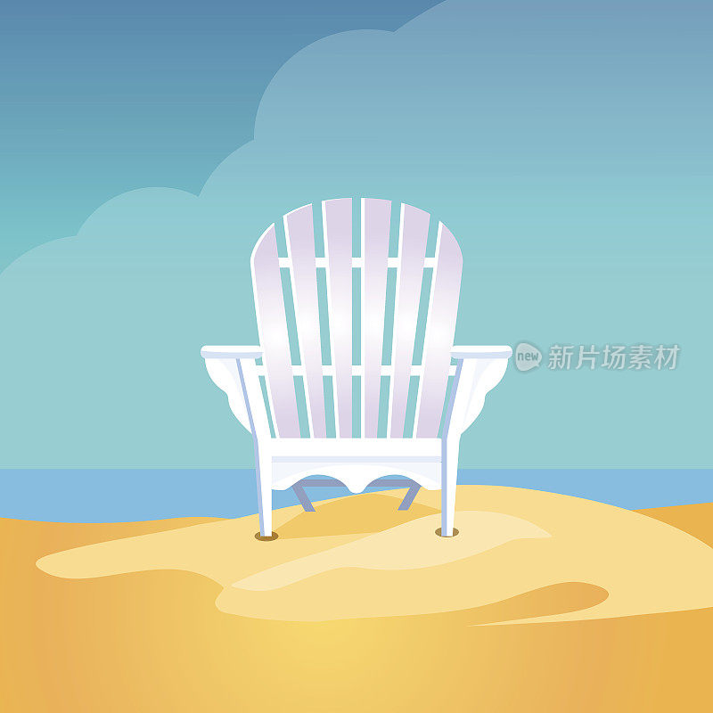 阿迪朗达克椅在海滩上站在黄沙上