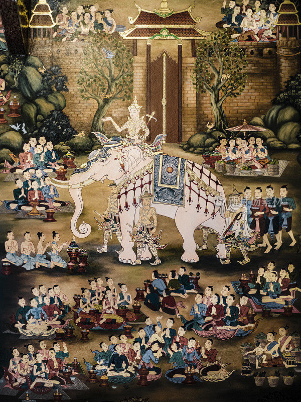 泰国清迈圣因他欣寺庙内的绘画