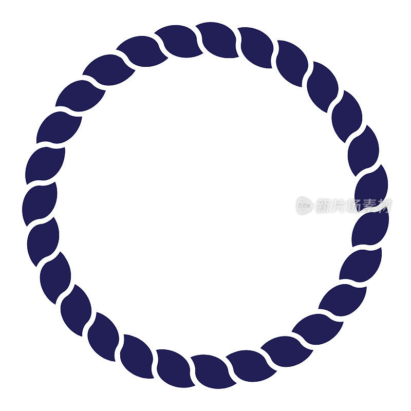 圈蓝色海军蓝绳矢量线艺术孤立