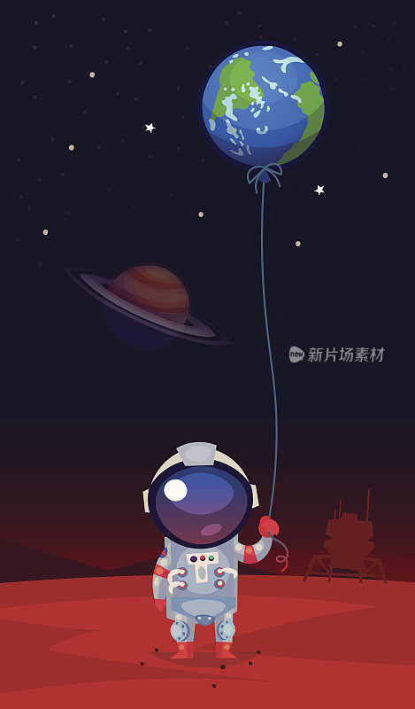 宇航员与地球形状的气球